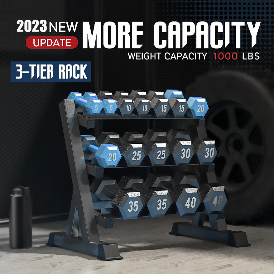 Adjustable 3-Tier 1100LBS Dumbbell Rack Heavy Duty Weight Rack