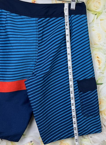 DC Shoe Co Swim Trunks Boys size 18 Surf Shorts Drawstring Blue Red Stripe L XL - Picture 6 of 9