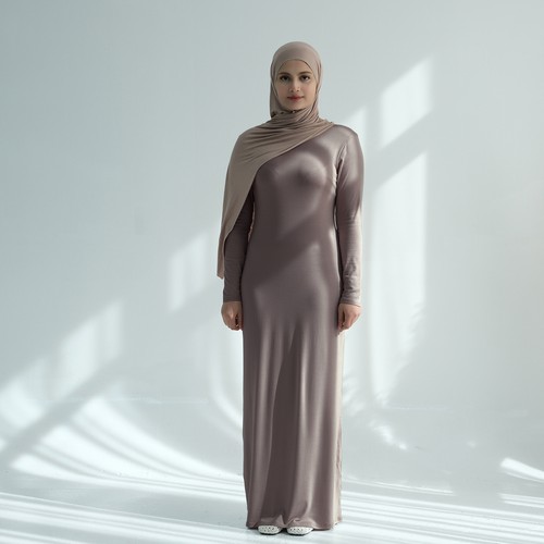 Solid Color Kaftan Women Muslim Inner Long Dress Abaya Dubai Party Gown Robe - Picture 16 of 18