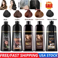 Mokeru Instant Hair Dye Shampoo Natural Plant Essence Argan Light Brown 500ml