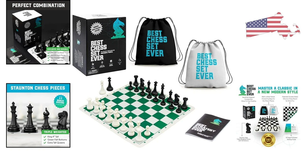 Best Chess Set Ever - 3x Triple weighted Chess Pieces (Modern)