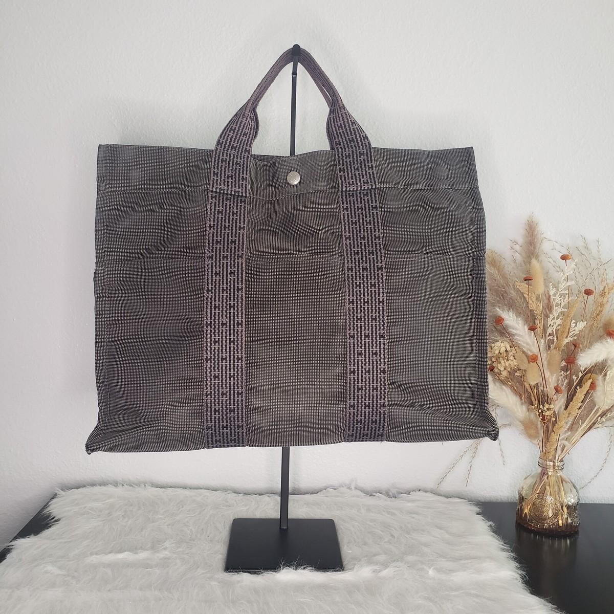 Hermes Herline Fourre Tout GM Tote Bag - Grey and Black