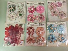 Lot 6 pkg Petaloo Premier Textured Elements Floral Large Flowers over 2" 40