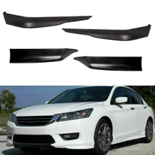 For 2013-2015 Honda Accord 4DR HFP Matte Black Front + Rear Bumper Spoiler Lip