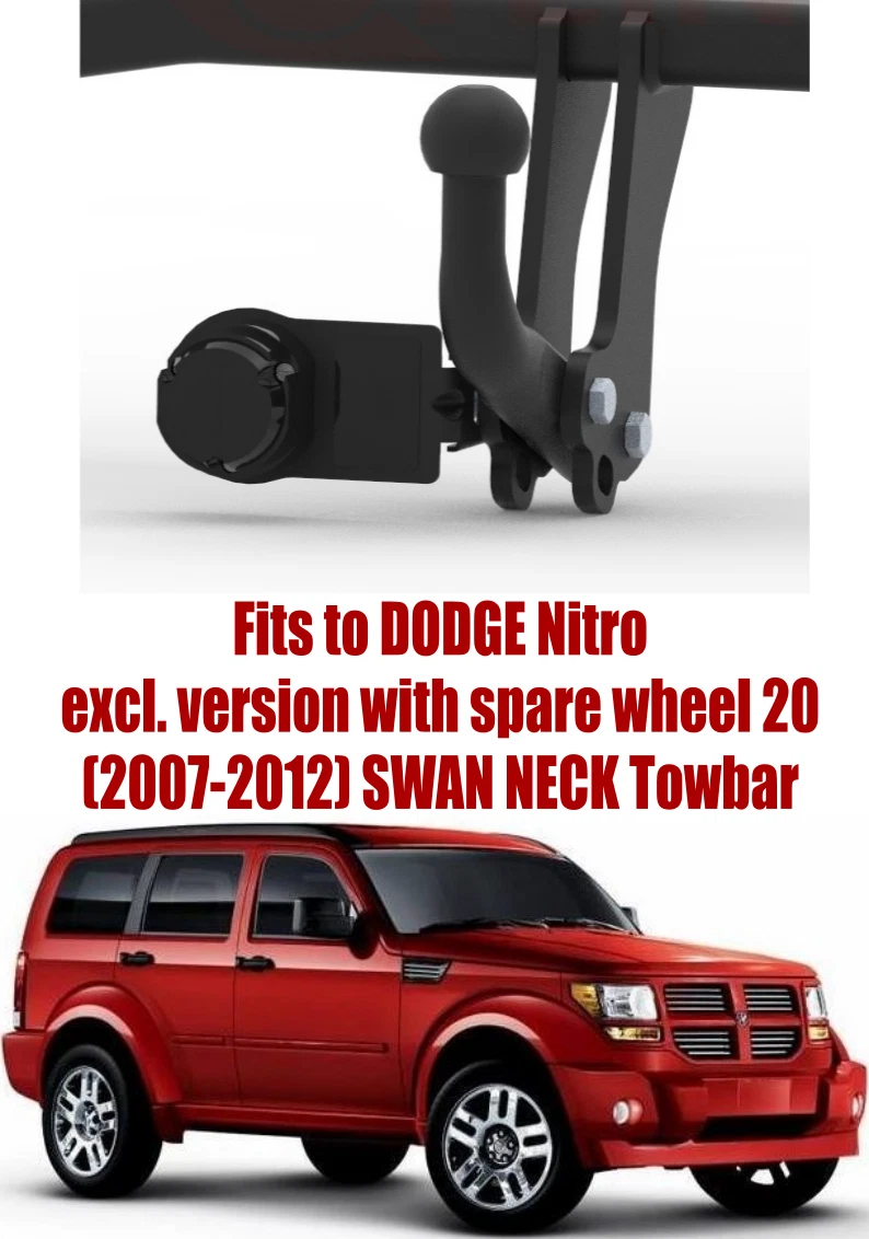 Swan Neck Tow Bar For DODGE Nitro 2007 2012 7 Pin Kit J054