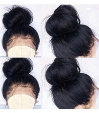 Long Yaki Straight Lace Front Wig Black Synthetic Wigs Natural Daily Heat Fiber