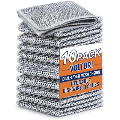 Non Scratch Wire Dish Cloth (Pack of 10), Steel Scrubber for Utensils Cleaning