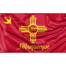 Albuquerque Flag, New Mexico USA I Unique Design, 3x5Ft/90x150 cm, EU Made