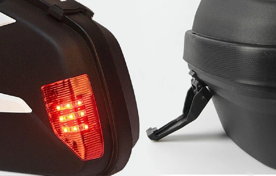 Alforjas rígidas desmontables universales placa frontal blanca para Suzuki Honda cruisers Foto 3 de 4