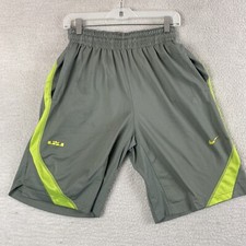 Nike Lebron James Gray Lime Green Medium Shorts Basketball Workout Gym