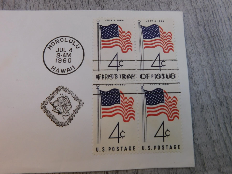 First Day Issue July 4 1960 Honolulu Hawaii Flag Vintage Stamp Envelope Cover - Image 2 of 4