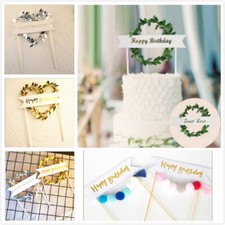 Pretty Happy Birthday Cake Topper Party Supply Cake Decoration Gold And Silver
