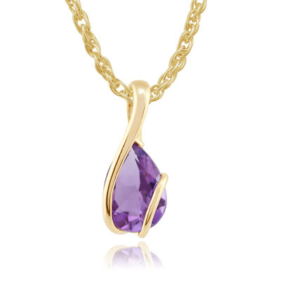 Gemondo 9ct Yellow Gold 1.43ct Pear Cut Amethyst Wrapped Pendant on Chain
