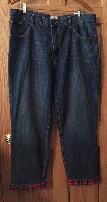 Flannel Lined Jeans Mens 42x32 St Johns Bay Denim Blue Relaxed Fit  NWT