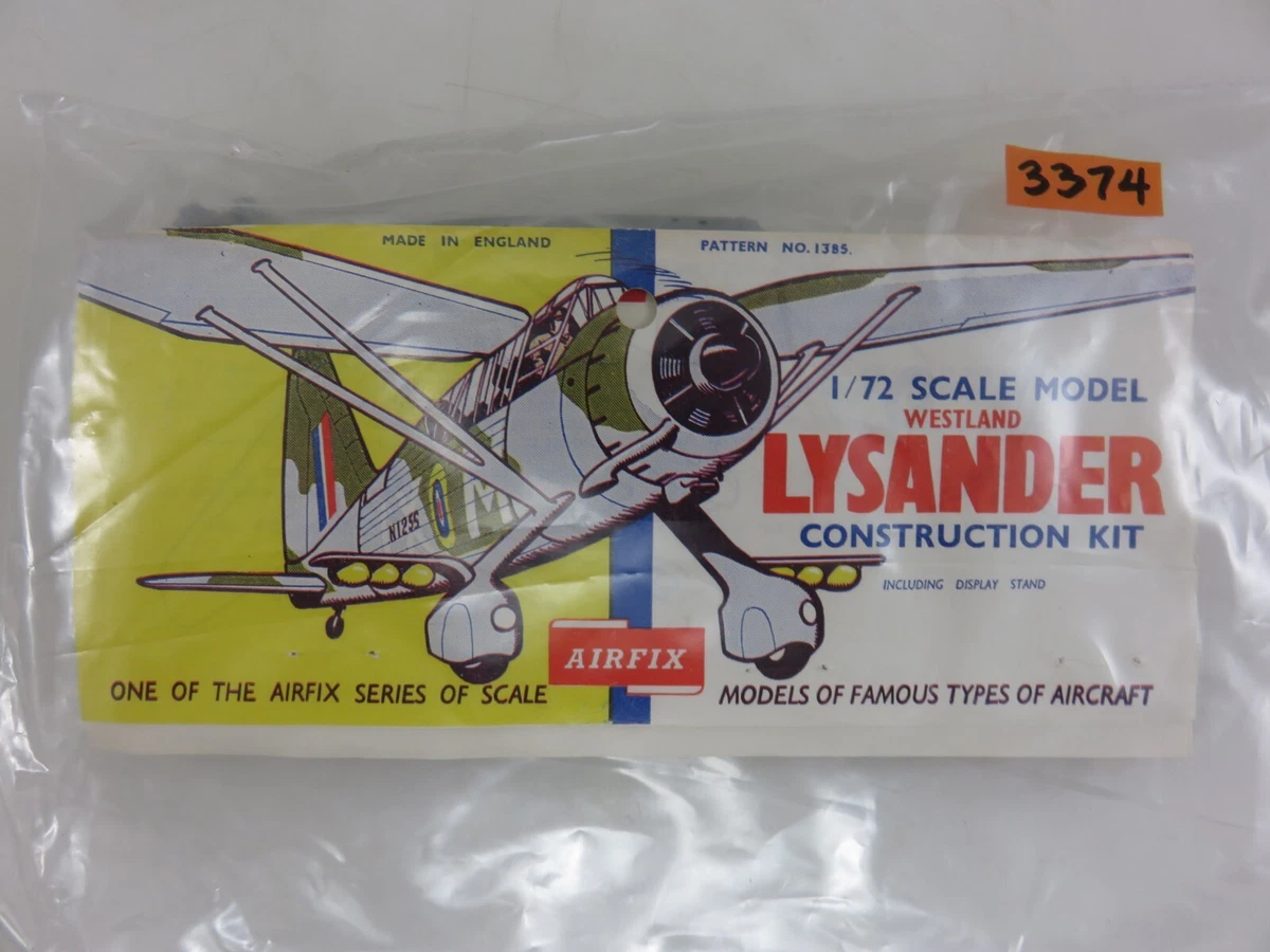 Airfix 1385 Westland Lysander 1 72 Scale Model Bag Kit NO STAND Vintage