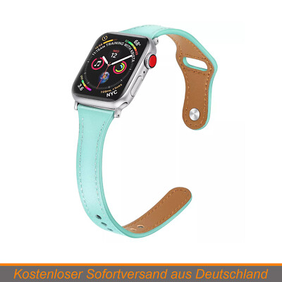 Slim Leder Armband Lederarmband für Apple Watch 1 - 5 6 7 8 SE & iWatch Ultra