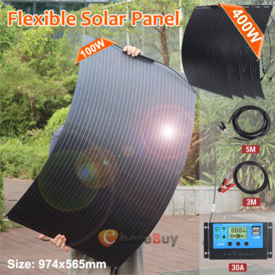 2025 200W/400W Mono Solar Panel Kit Flexible 30A 12V for Home RV Boat Camp Power