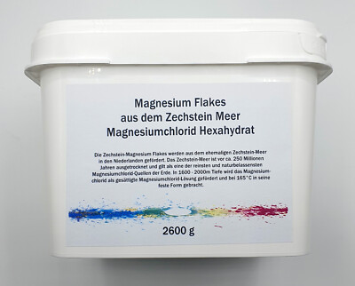 2600 g (2,6 kg) Magnesium Flakes aus dem Zechstein Meer, Magnesiumchlorid