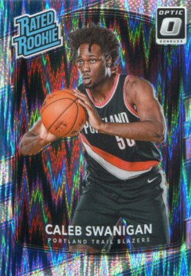 2017-18 OPTIC PRIZMS SHOCK RC CALEB SWANIGAN TRAIL BLAZERS RATED ROOKIE - P3844