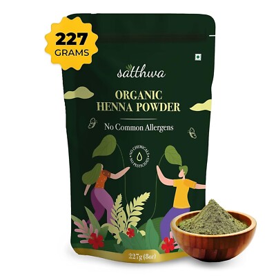 Satthwa Organic Henna Powder (Mehndi Powder)| 227gm |100% Pure & Natural Lawsoni