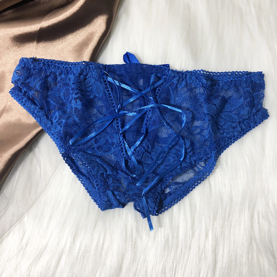 Paquete de 4 bragas de encaje entrepiernas descaradas sexy para mujer Tanga Ropa interior transparente Foto 3 de 4