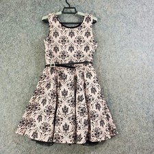 Ally B Dress Girls Youth 16 Pink Black Silver Glitter Floral Knit Sleeveles Zip