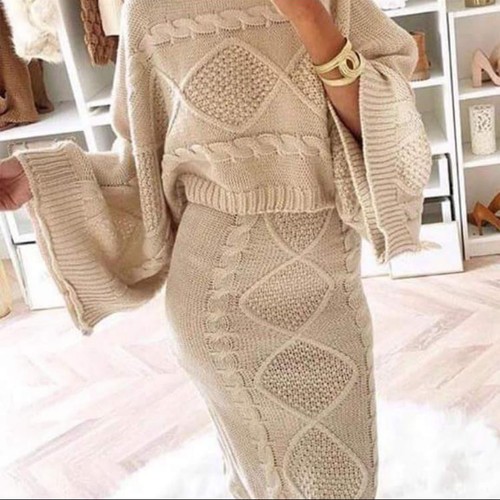 ladies knitted skirt suits