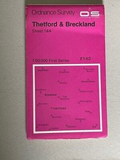 OS, Ordnance Survey Landranger map-144,  Thetford & Breckland