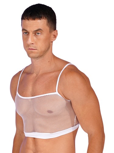 Men's Bra Tops Thin Type Vest Hollow Out Crossdressing Sissy See Through Crop - Picture 60 of 65