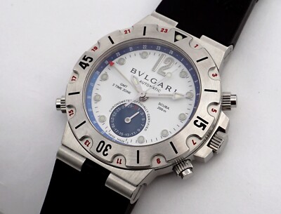BVLGARI DIAGONO SCUBA GMT CHRONOMETER EDELSTAHL  REF.: SD38S GMT PAPIERE/BOX