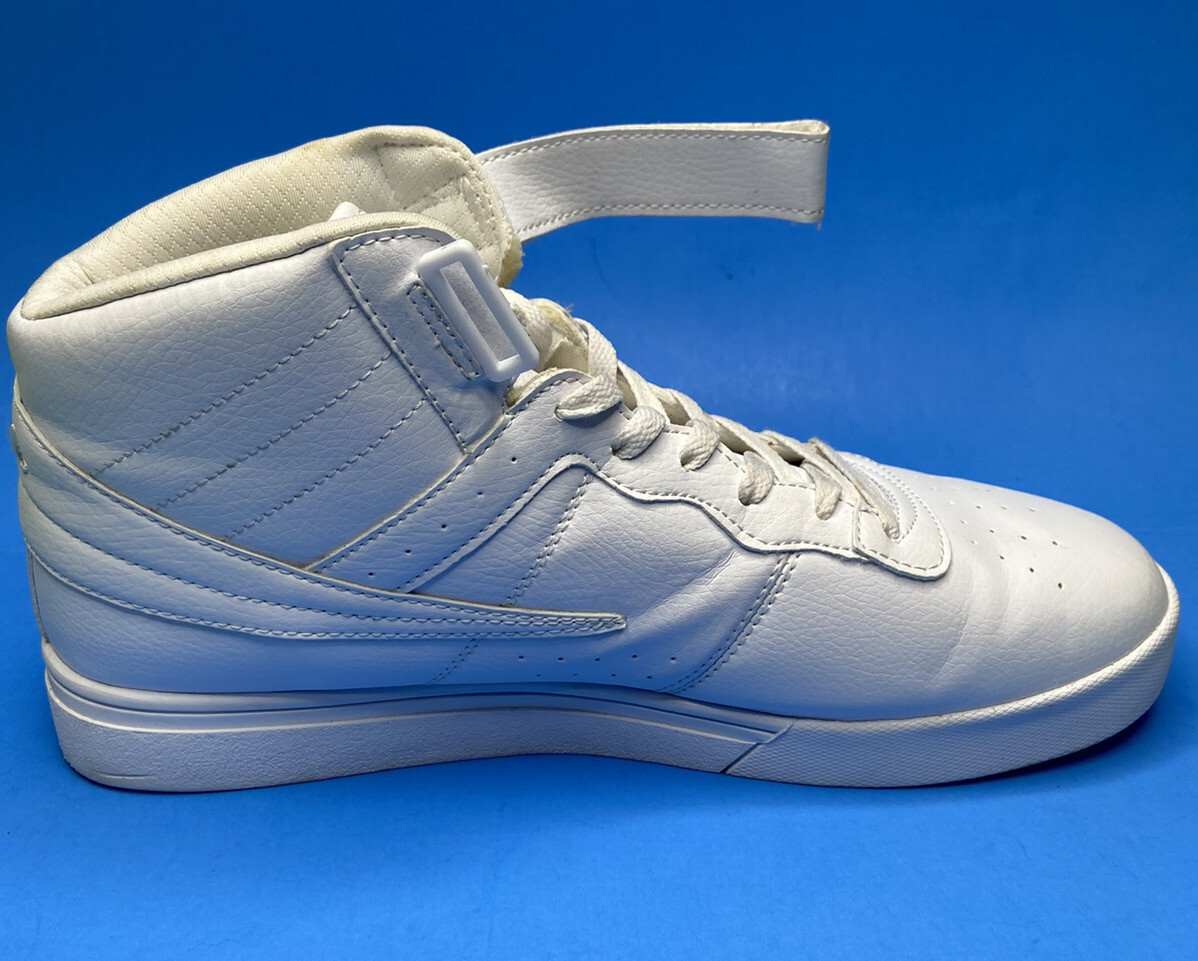 ふみまる Fila Mens 1CM00347 Vulc 13 MP Mid Plus Leather White Black