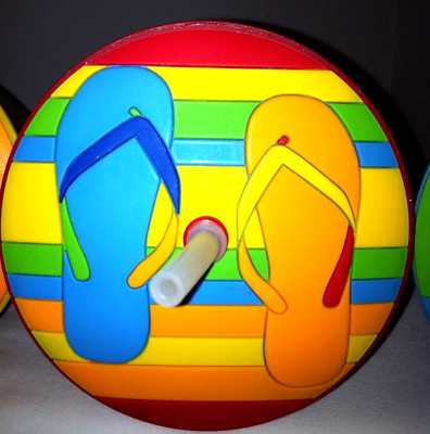 RARE - NEW - 3 INLAID MOSAIC SAND STABLE BEACH /SPORTS CHAIR DRINK CUPS/TUMBLERS