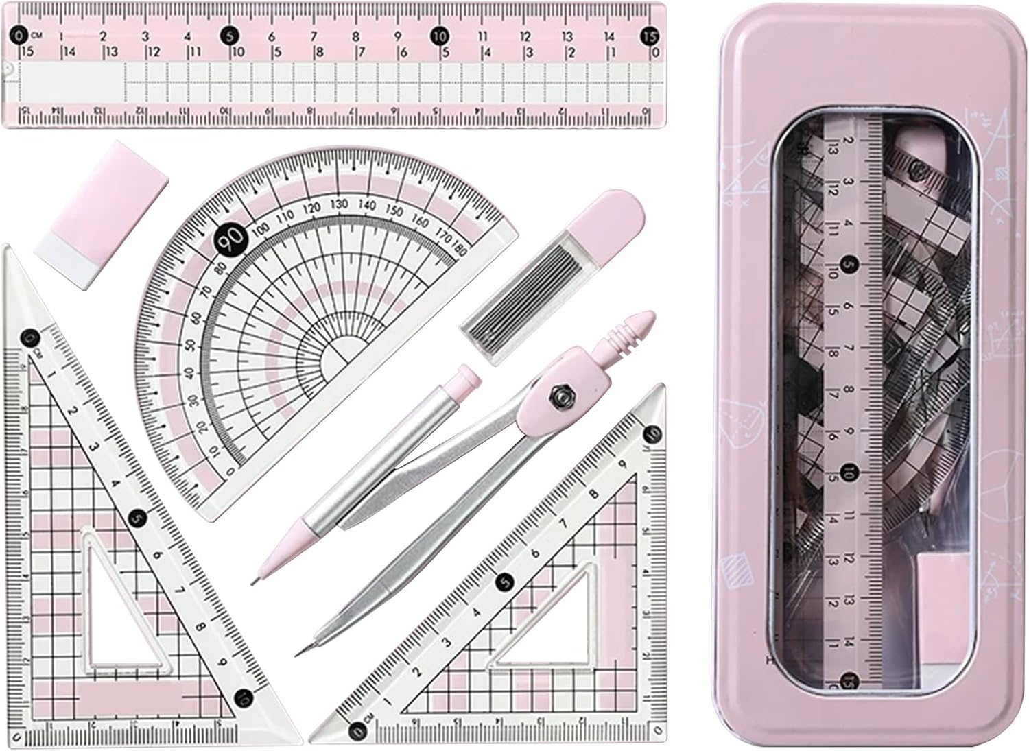 Protractor and Compass Set,Geometry Sets for Secondary School Stationery Supplie