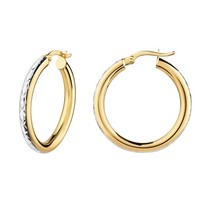Fascination By Ellen K. Creolen 585/- Gelbgold Bicolor Glanz Diamantiert Ø25,5Mm