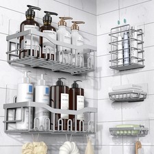 5-Pack Rustproof Stainless Steel Shower Caddy   No Drill Adhesive Bathroom Or...