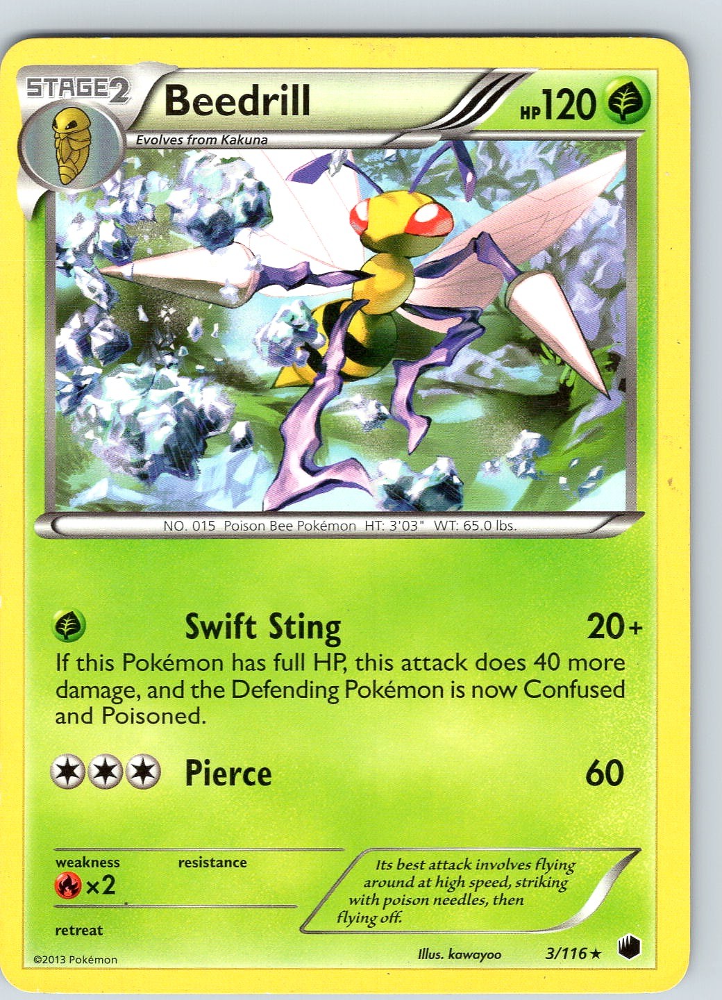 Pokemon TCG Beedrill B&W Plasma Freeze 3/116 Regular Rare Card Played LP
