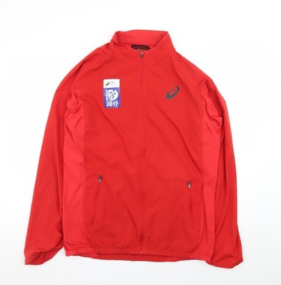 Asics Herren Rot Windbreaker Laufjacke L Marathon 2017 Leicht