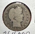 1914S US Barber SILVER Quarter "San Francisco" Mint! KEY DATE! Only 264K Minted!