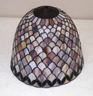 Nice! Vtg 9.5" MEYDA LIGHTING Tiffany Style "FISH SCALE" LAMP SHADE Leaded Glass
