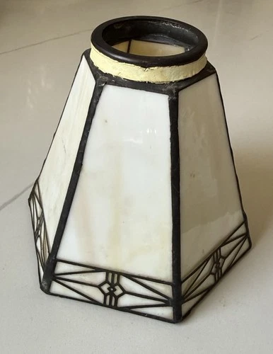 Vintage Tiffany Style Mission Art Deco Marbled Stained Glass Lamp Shade 5x2x5