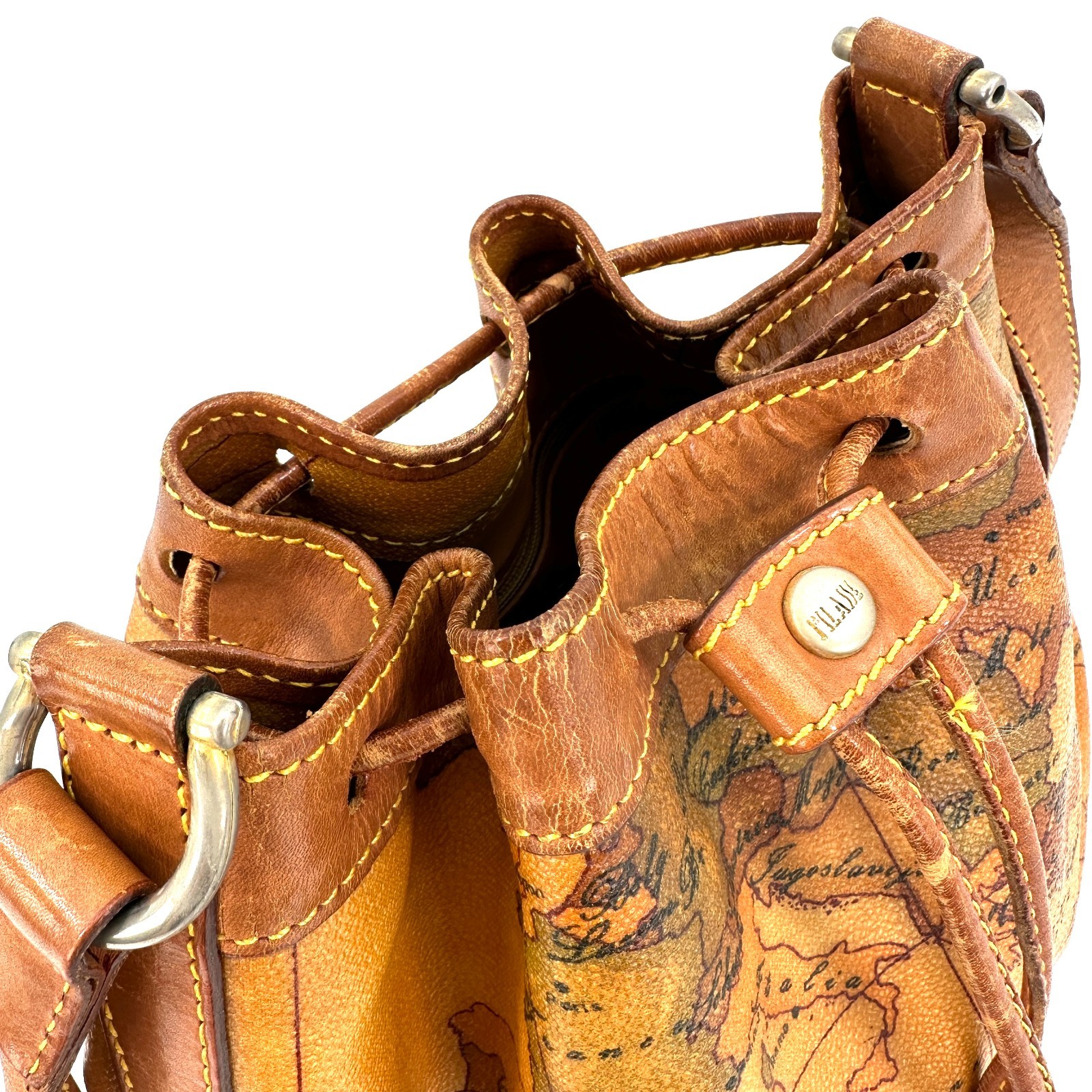 PRIMA CLASSE Shoulder Bag Drawstring Map Leather … - image 9