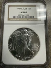 1987 American Silver Eagle Coin - NGC MS69