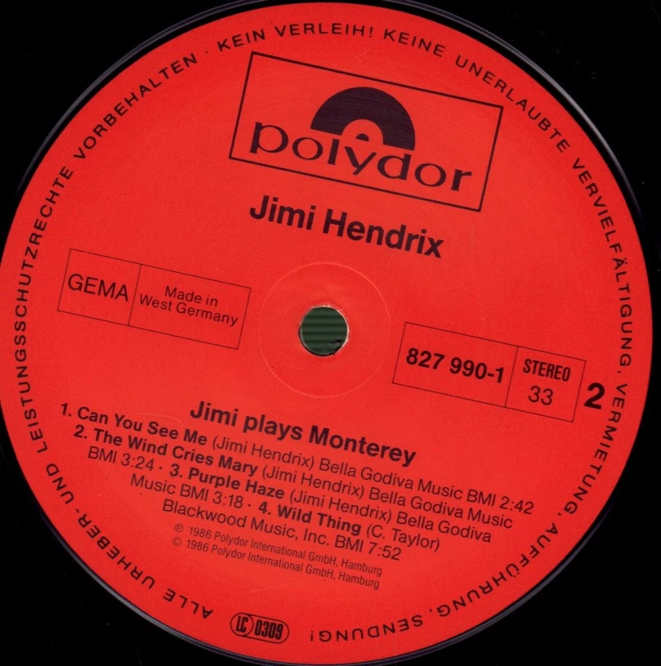 Jimi Hendrix Jimi Plays Monterey LP vinyl Germany Polydor 1986 8279901 - Image 4 of 4