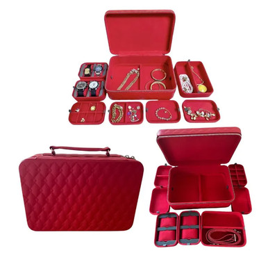 Red Luxury Travel Jewelry Case Organizer Genuine Leather - Travelers Jewelers