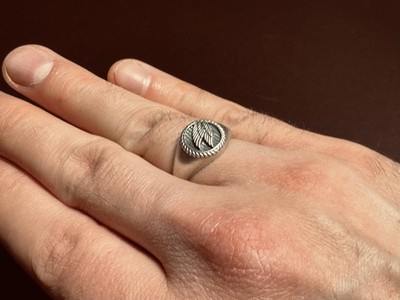 Mejuri Victory Signet Ring US Size 11 Oxidized 925 Sterling Silver