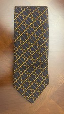 Brooks Brothers Makers Navy Gold Chain Silk Tie | USA Made | 3.25โ Classic