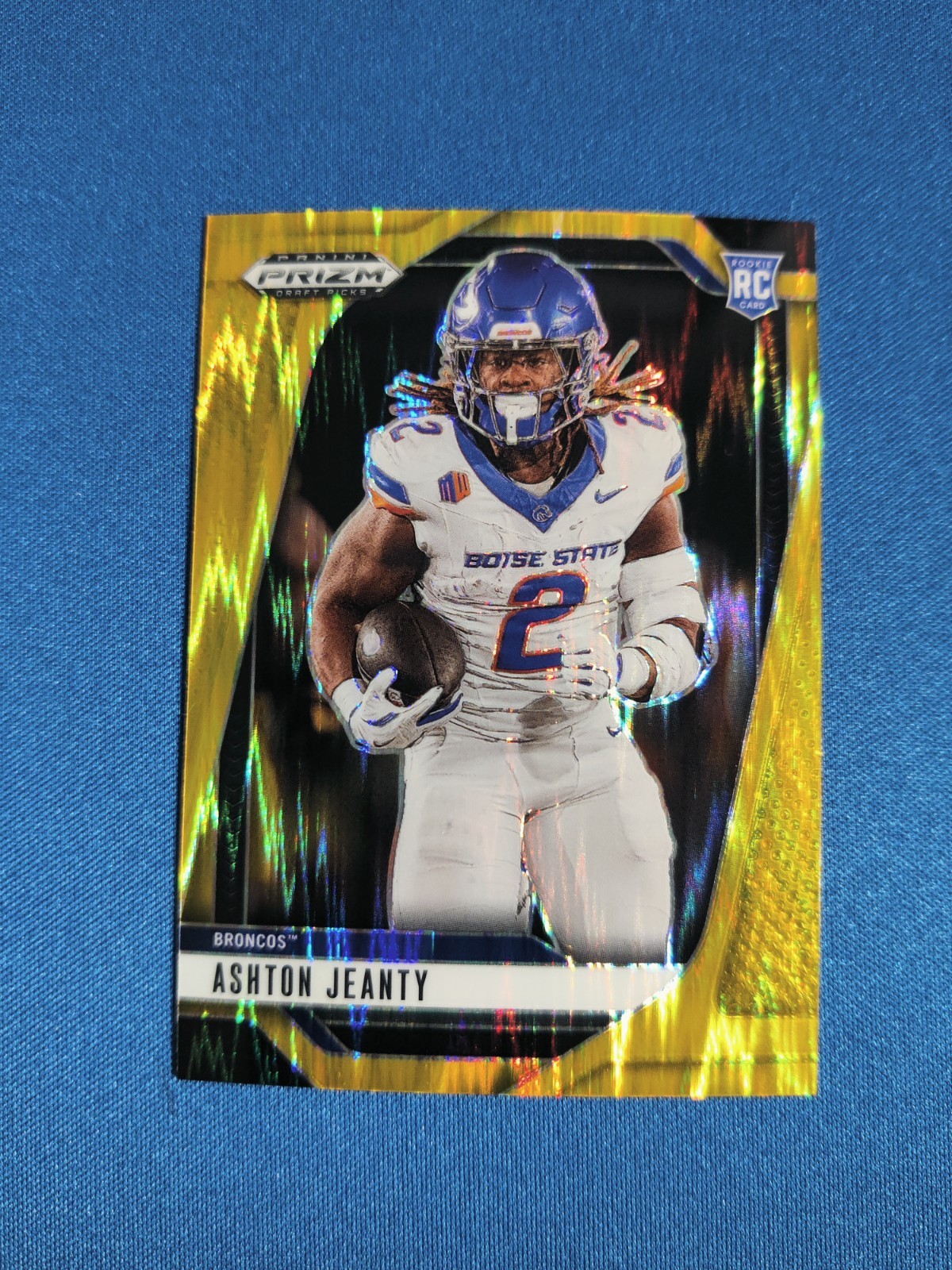 2025 Panini Prizm Draft Picks 13 ASHTON JEANTY RC Gold Flash /49 BRONCOS