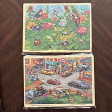 Melissa Doug Magnetic Wooden Puzzles Bug Collecting And Tow-Away Zone Lot Of 2