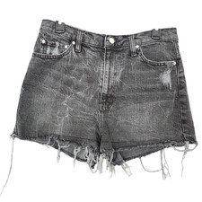 BDG Black Girlfriend High Rise Cut Off Denim Micro Shorts Boho Festival SIZE 30