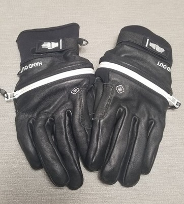 Hand Out Pro Gloves Size XL 100% Leather Black Primaloft Hipora Snow Board Ski